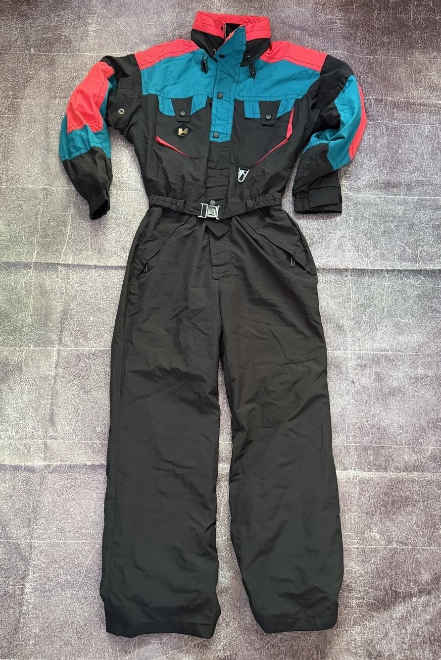 Men's Vintage 90's Havoc Teal Orange Black Color Block One Piece Ski Suit Sz M